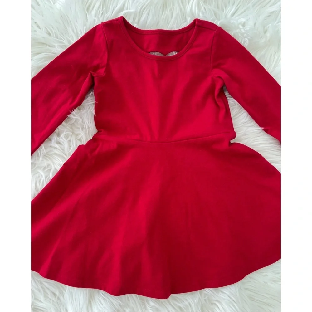 The Children's Place Long Sleeve Red Skater Dress w/ Heart Cutout | Girl 3T